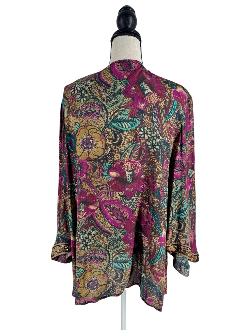 SOFT SURROUNDINGS Floral Beaded Ambrosia Topper Kimono Boho Fall Size XL - Picture 4 of 7